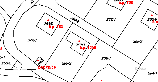 Liberec XIV-Ruprechtice 1299, Liberec na parcele st. 269/3 v KÚ Ruprechtice, Katastrální mapa