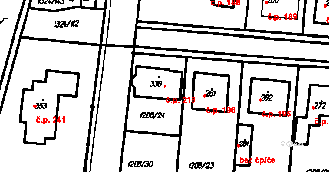 Kloboučky 218, Bučovice na parcele st. 336 v KÚ Kloboučky, Katastrální mapa