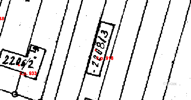 Kostelec na Hané 918 na parcele st. 2208/3 v KÚ Kostelec na Hané, Katastrální mapa