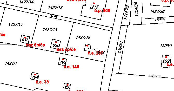 Příluky 297, Zlín na parcele st. 912 v KÚ Příluky u Zlína, Katastrální mapa