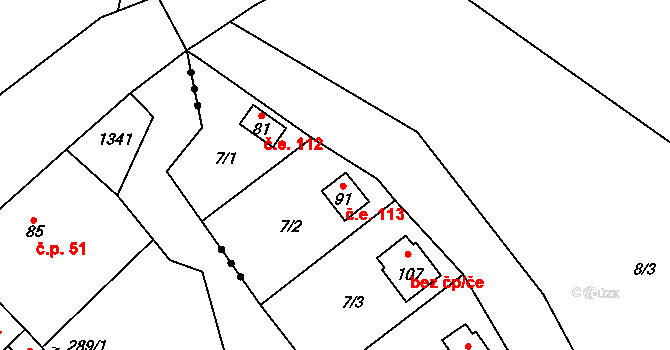 Polště 113 na parcele st. 91 v KÚ Polště, Katastrální mapa