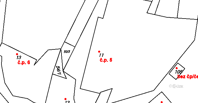 Zderadice 5, Maršovice na parcele st. 11 v KÚ Zderadice, Katastrální mapa