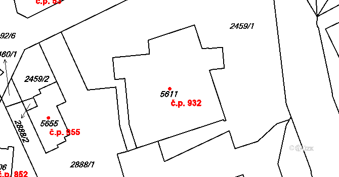 Střední Předměstí 932, Trutnov na parcele st. 5611 v KÚ Trutnov, Katastrální mapa