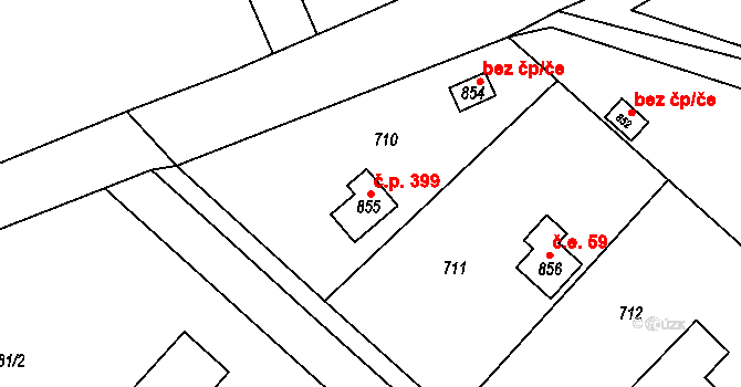 Černíky 399, Zvole na parcele st. 855 v KÚ Zvole u Prahy, Katastrální mapa