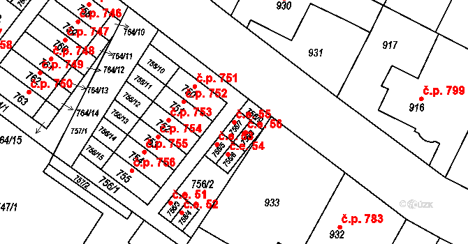 Moravský Krumlov 55 na parcele st. 756/7 v KÚ Moravský Krumlov, Katastrální mapa