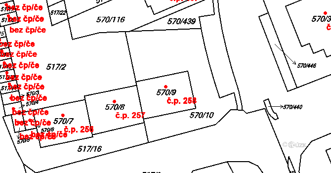 Žďár nad Sázavou 2 258, Žďár nad Sázavou na parcele st. 570/9 v KÚ Zámek Žďár, Katastrální mapa