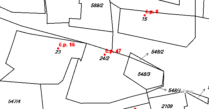 Mladotice 47, Drhovle na parcele st. 24/2 v KÚ Mladotice u Drhovle, Katastrální mapa