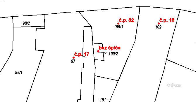 Slavětín nad Metují 40111768 na parcele st. 100/2 v KÚ Slavětín nad Metují, Katastrální mapa