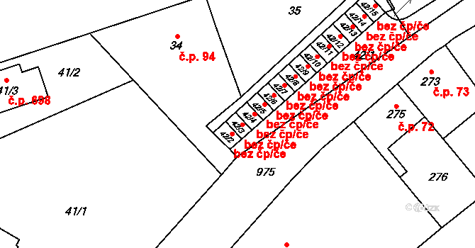 Praha 40470768 na parcele st. 42/3 v KÚ Satalice, Katastrální mapa