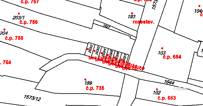 Litovel 40875768 na parcele st. 203/4 v KÚ Litovel, Katastrální mapa