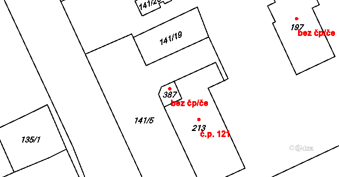 Cerekvice nad Loučnou 41361768 na parcele st. 387 v KÚ Cerekvice nad Loučnou, Katastrální mapa