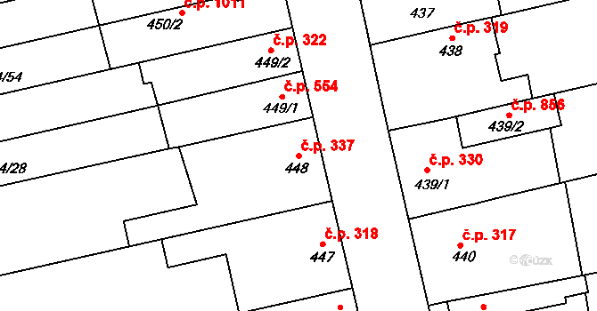 Malenovice 337, Zlín na parcele st. 448 v KÚ Malenovice u Zlína, Katastrální mapa