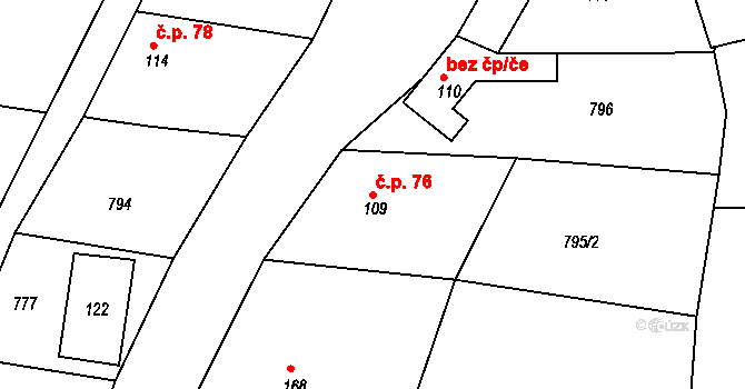 Letošov 76, Nesovice na parcele st. 109 v KÚ Letošov, Katastrální mapa