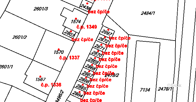 Kraslice 44312768 na parcele st. 2870 v KÚ Kraslice, Katastrální mapa