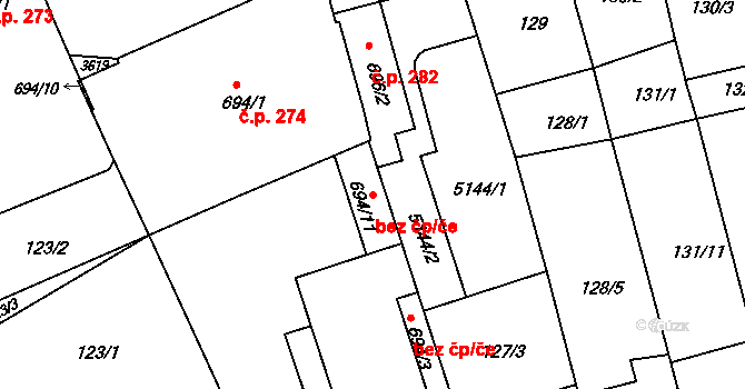 Kroměříž 45012768 na parcele st. 694/11 v KÚ Kroměříž, Katastrální mapa
