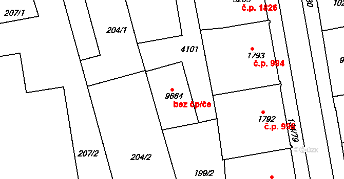 Pardubice 46754768 na parcele st. 9664 v KÚ Pardubice, Katastrální mapa