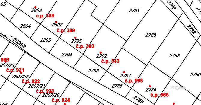Nivnice 543 na parcele st. 2792 v KÚ Nivnice, Katastrální mapa
