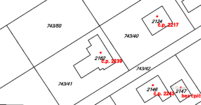 Nový Jičín 2239 na parcele st. 2162 v KÚ Nový Jičín-Horní Předměstí, Katastrální mapa