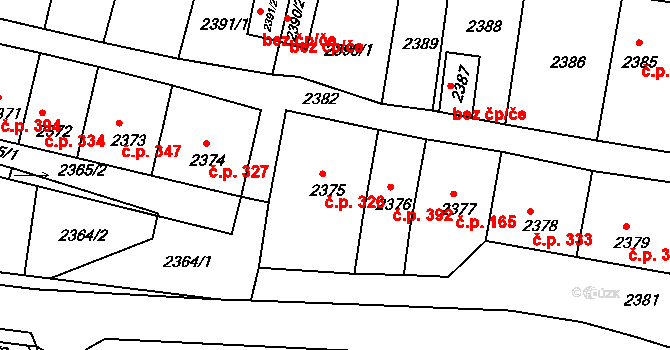 Třešť 326 na parcele st. 2375 v KÚ Třešť, Katastrální mapa