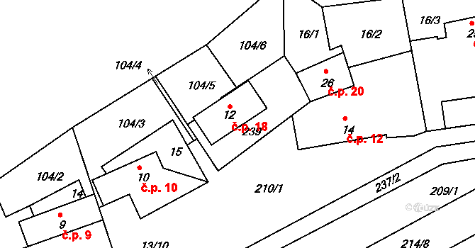Debrno 18, Dolany nad Vltavou na parcele st. 12 v KÚ Debrno, Katastrální mapa