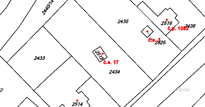 Sušice II 17, Sušice na parcele st. 2515 v KÚ Sušice nad Otavou, Katastrální mapa