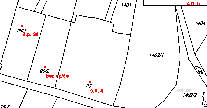 Babice 4, Buřenice na parcele st. 97 v KÚ Buřenice, Katastrální mapa