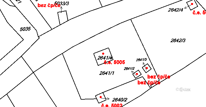 Předměstí 5005, Litoměřice na parcele st. 2641/4 v KÚ Litoměřice, Katastrální mapa