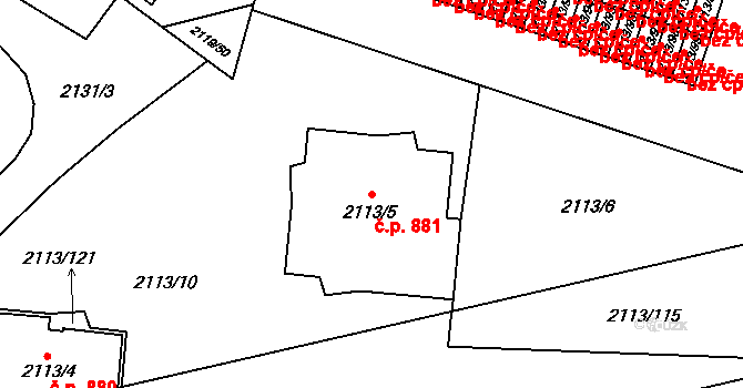 Dobruška 881 na parcele st. 2113/5 v KÚ Dobruška, Katastrální mapa