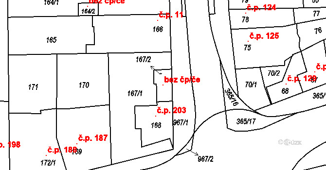 Holešov 99382768 na parcele st. 167/2 v KÚ Všetuly, Katastrální mapa