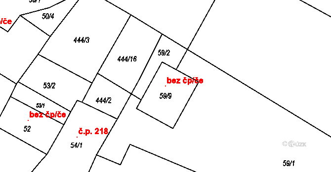 Strupčice 102333769 na parcele st. 59/9 v KÚ Strupčice, Katastrální mapa