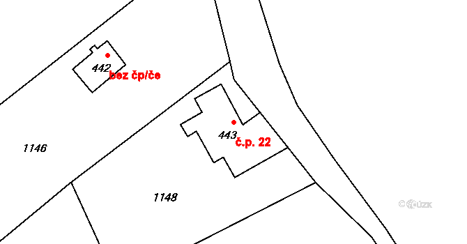 Čížkovice 1.díl 22, Maršovice na parcele st. 443 v KÚ Maršovice u Jablonce nad Nisou, Katastrální mapa