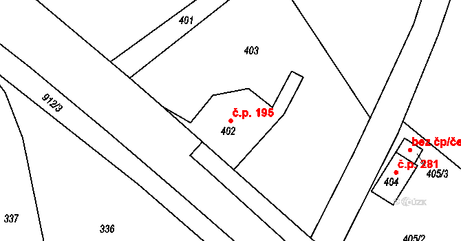 Janovice 195, Rýmařov na parcele st. 402 v KÚ Janušov, Katastrální mapa