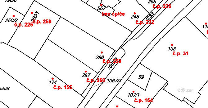 Cerhenice 259 na parcele st. 286 v KÚ Cerhenice, Katastrální mapa