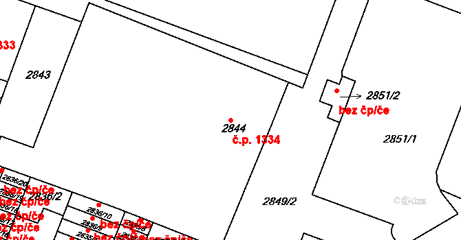Boskovice 1334 na parcele st. 2844 v KÚ Boskovice, Katastrální mapa