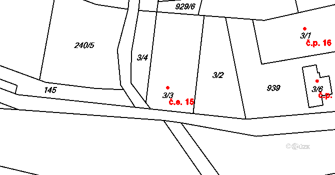 Náčkovice 61, Lovečkovice na parcele st. 3/3 v KÚ Náčkovice, Katastrální mapa