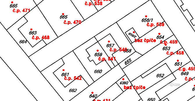 Semily 541 na parcele st. 659 v KÚ Semily, Katastrální mapa