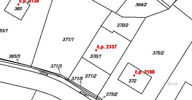 Rožnov pod Radhoštěm 2137 na parcele st. 370/1 v KÚ Hážovice, Katastrální mapa