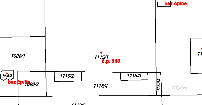 Valašské Meziříčí 918 na parcele st. 1115/1 v KÚ Valašské Meziříčí-město, Katastrální mapa