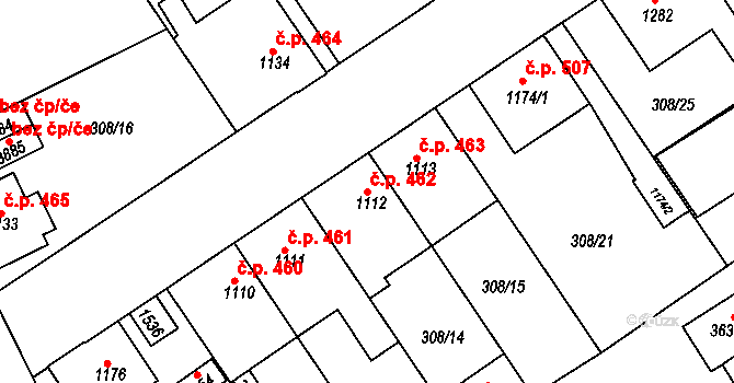 Valdické Předměstí 462, Jičín na parcele st. 1112 v KÚ Jičín, Katastrální mapa
