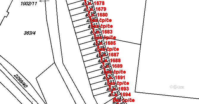 Cheb 1688 na parcele st. 4526 v KÚ Cheb, Katastrální mapa