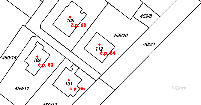 Nedrahovice 64 na parcele st. 112 v KÚ Nedrahovice, Katastrální mapa
