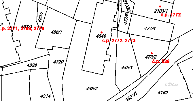 Dvůr Králové nad Labem 2772,2773 na parcele st. 4546 v KÚ Dvůr Králové nad Labem, Katastrální mapa
