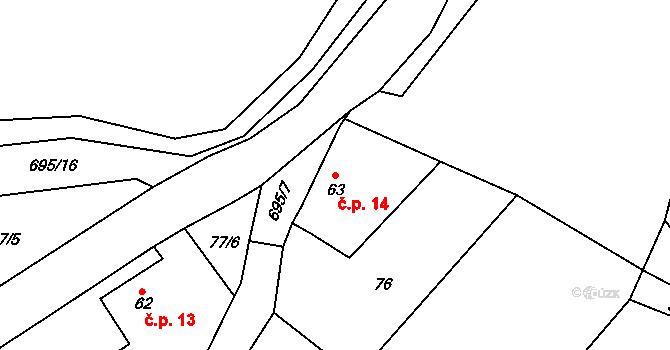 Dolní Vítkov 14, Chrastava na parcele st. 63 v KÚ Dolní Vítkov, Katastrální mapa