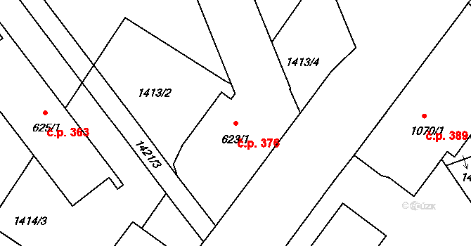 Žacléř 376 na parcele st. 623/1 v KÚ Žacléř, Katastrální mapa