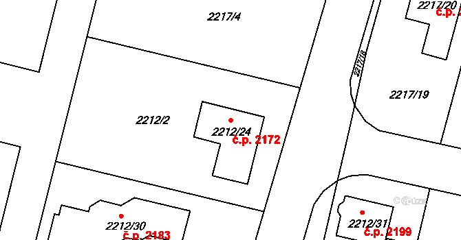 Benešov 2172 na parcele st. 2212/24 v KÚ Benešov u Prahy, Katastrální mapa