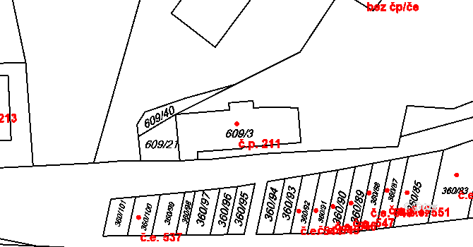 Sedlešovice 211, Nový Šaldorf-Sedlešovice na parcele st. 609/3 v KÚ Sedlešovice, Katastrální mapa