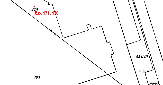 Domoradice 170, Český Krumlov na parcele st. 410 v KÚ Přísečná-Domoradice, Katastrální mapa
