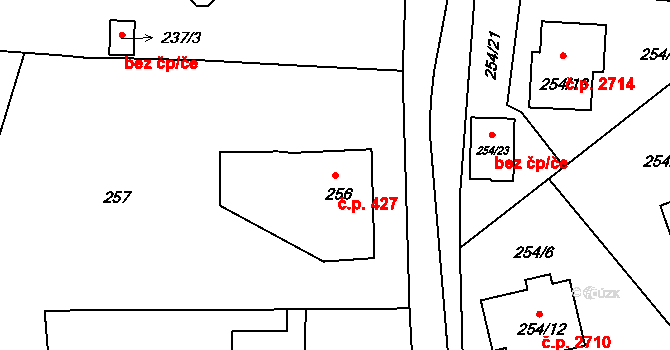 Varnsdorf 427 na parcele st. 256 v KÚ Varnsdorf, Katastrální mapa