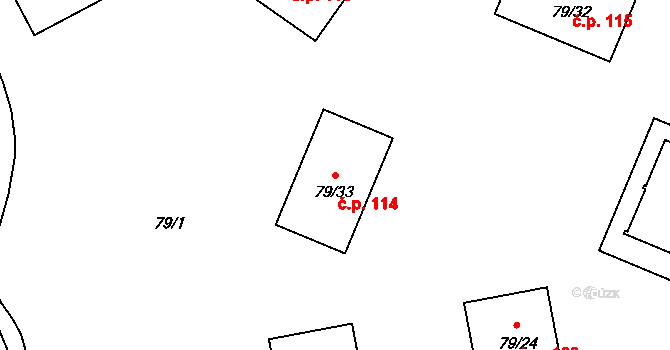 Slupečná 114, Lipno nad Vltavou na parcele st. 79/33 v KÚ Lipno nad Vltavou, Katastrální mapa