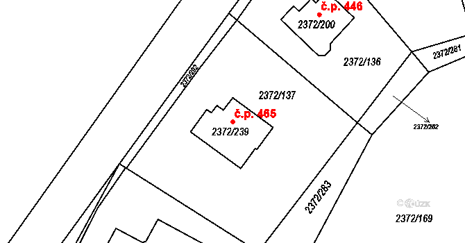 Mostecké Předměstí 465, Bílina na parcele st. 2372/239 v KÚ Bílina, Katastrální mapa
